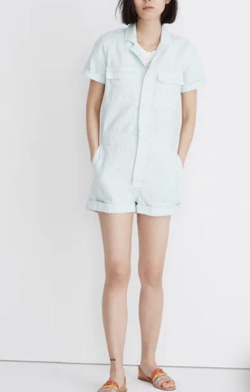 Madewell Coverall Shorts Romper Jumpsuit Mint Green Utility Suit One Piece XXS